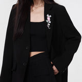 2025 High-end luxury micro-inlaid zircon freshwater pearl high-end rose parrot brooch femininity coat suit accessories