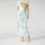 2025 2025 new split pleated skirt women's loose and thin high waist medium and long versatile straight hip skirt