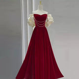 Velvet toasting clothes bride  new spring and summer burgundy wedding small people can usually wear engagement dress dress