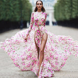 new  Popular trade women's clothing  printing pendulum dress split fashion long dress beach dress