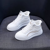 woloong Unique Women's Increased White Clunky Soft Sneakers