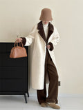 2025 friendly mink large lapel contrasting color single-breasted imitation mink coat, high-end ferret coat to keep warm, new in autumn and winter