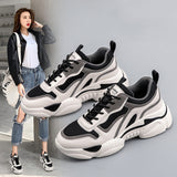 woloong Women's Dad Fashionable Spring Thick-soled White Sneakers