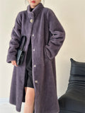 2025 friendly mink stand-up collar metal collar buckle imitation mink coat, high-end ferret coat to keep warm, new in autumn and winter