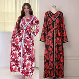Popular trade Middle East robe clothing factory fashion printing contrasting color abaya Dubai party Muslim dress