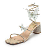 woloong Women's High Summer All-matching Chunky Fairy Style Bow Heels