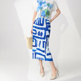 2025 2025 spring and summer new high waist thin medium and long printed fashion temperament versatile straight skirt hip skirt