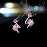 2025 New bright high-end pink zircon stud earrings s925 silver needle niche design sense simple fashion exquisite earrings