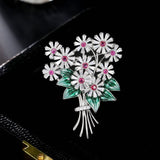 2025 Retro light luxury small daisy dripping oil bouquet brooch fashionable exquisite versatile temperament blazer fixed pin women