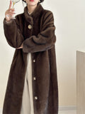 2025 friendly mink stand-up collar metal collar buckle imitation mink coat, high-end ferret coat to keep warm, new in autumn and winter