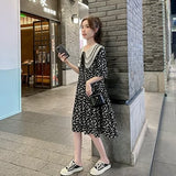 floral dress women's  summer new doll collar thin large size small A-word skirt