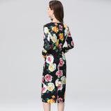 Popular trade women's clothing  spring new high-waisted slim-fit dress long-sleeved round neck printed hip-wrapped skirt