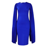 WOLOONG D468  New Hot Trade Fashion Temperament Elegant OL Long Sleeve Pleated Hip Wrap Elegant African Dress