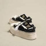 woloong Women's Minority Thick Bottom White Biscuit Shape Sneakers