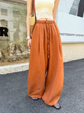 2025  summer new pleated linen wide-leg pants women's high waist drape casual pants Korean lazy 8111
