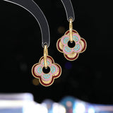 2025 Medieval real gold electroplated ring flower ear buckle niche design earrings light luxury high-end  retro earrings