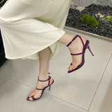 WOLOONG Women's Ankle-strap High Sexy Party Stiletto Summer Heels