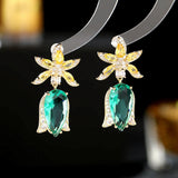 2025 Fashion fresh and colorful water drop-shaped flower earrings s925 silver needle light luxury fashion niche design temperament earrings