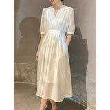 dress women's summer  new high-end light luxury temperament celebrity looking thin waist gentle wind skirt