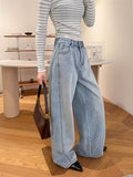 2025  Spring New Korean Edition Hong Kong Style Trend Personality High Street Trend Washed Denim Pants 5039