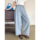 2025  spring new Korean version of solid color elastic pants fashion trend straight casual pants 1963