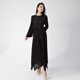 2025 Hot Trade Dress High Sense Loose Lace-up Irregular Flared Sleeve Temperament Elegant Dress Long Dress Hot Style