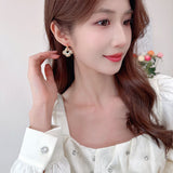 2025 Medieval real gold electroplated ring flower ear buckle niche design earrings light luxury high-end  retro earrings