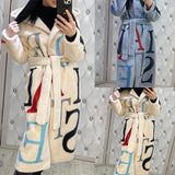 Direct   New letter fashion women's large-size printing long woolen coat coat women