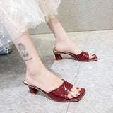 WOLOONG Women's Summer Fashion Korean Style Square Toe Heels