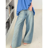 2025  summer new loose straight washed wide-leg jeans show thin and long legs versatile 66595-1