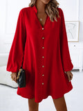 Popular trade 2025 women's clothing popular   spring and summer long-sleeved V-neck single-breasted loose dress