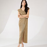 2025 Texture dress women's summer high sense irregular split harpoon tail skirt banquet evening dress skirt