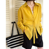 2025  spring new Korean girl style casual long-sleeved shirt women's loose high-end niche shirt 8117