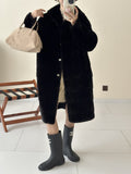 2025 Solid color  friendly mink hooded single-breasted imitation mink coat, high-end ferret coat to keep warm, new in autumn and winter