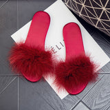 WOLOONG Women's Bridesmaid Fluffy Satin Red Bridal Slippers