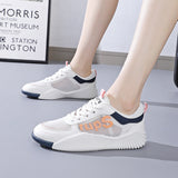 woloong Women's Trendy Korean Style White Summer Breathable Sneakers