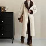 2025 friendly mink large lapel contrasting color single-breasted imitation mink coat, high-end ferret coat to keep warm, new in autumn and winter