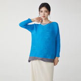 2025 Pleated clothes long-sleeved T-shirt women's loose large size meat covering irregular high-end fashion pullover versatile top summer