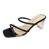 WOLOONG Women's Crystal Mid Chunky For Summer Square Heels