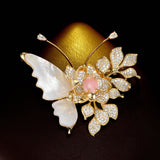2025 High-end natural shell butterfly micro-inlaid zircon brooch niche light luxury coat, exquisite dinner corsage accessories
