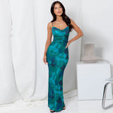 New Popular trade 2025 women's clothing popular summer sexy backless lace-up slim print suspender dress