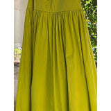 new product spring and summer explosion pear shape lazy pleated retro mustard green sleeveless meat cover dress women