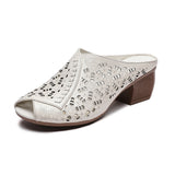 WOLOONG Women's Thick High-heeled Outdoor Retro Comfortable Fish Heels