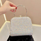 WOLOONG 2025 New New diamond-encrusted clutch bag, women's celebrity banquet bag, team rhinestone handbag, exquisite oblique span dinner bag