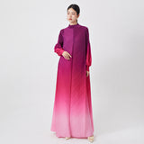2025 long dress women's summer high sense fashion gradual change lantern sleeves loose large size meat cover middle east dress