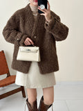 2025 friendly fur fleece large V-neck single-row two-button imitation mink coat ferret jacket to keep warm in autumn and winter