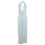 2025 style  spring new women's clothing waist thin temperament long dress deep V-neck sleeveless dress