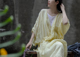 Shan Qian Nianyi, summer Mori breathing long dress, ramie literary and art style robe, travel style Zen style dress