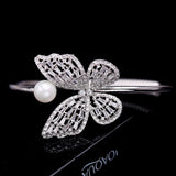 2025 Liyu jewelry opening adjustable bracelet women's pink zircon inlaid hollow pearl butterfly bracelet wholesale customization