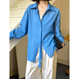 2025  spring new Korean girl style casual long-sleeved shirt women's loose high-end niche shirt 8117
